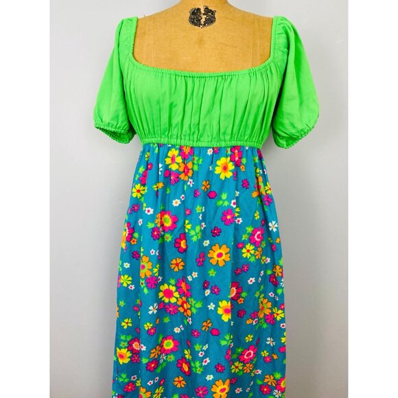 Vintage 1960s Colorful Floral Maxi Dress, Size Small, Made in California - Picture 5 of 10